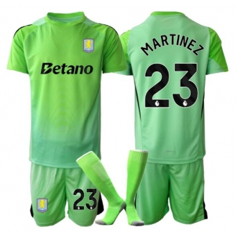 Billige Fotballdrakt Aston Villa Emiliano Martinez #23 Keeper Replika Bortedraktsett Barn 2025-26 Kortermet (med bukser)
